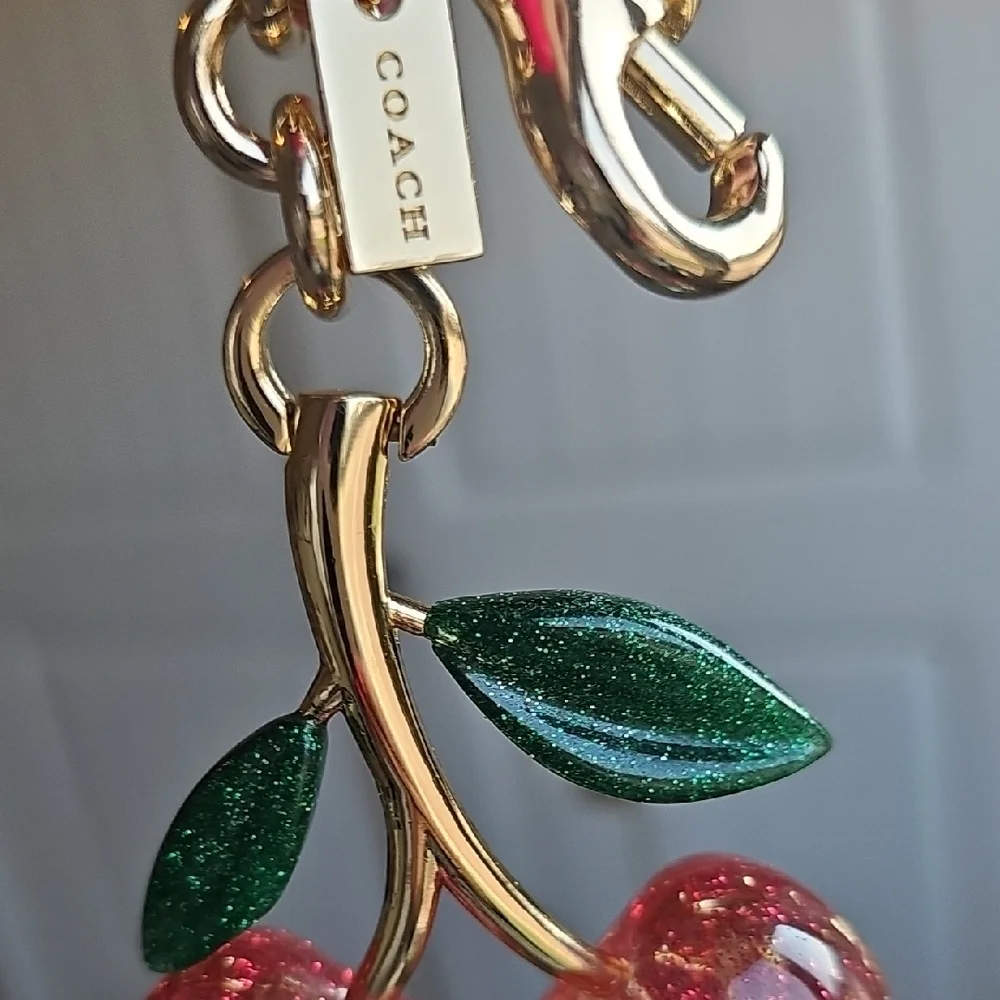 Coach Gold and Pink Cherry Keychain NWT - Picture 5 of 6